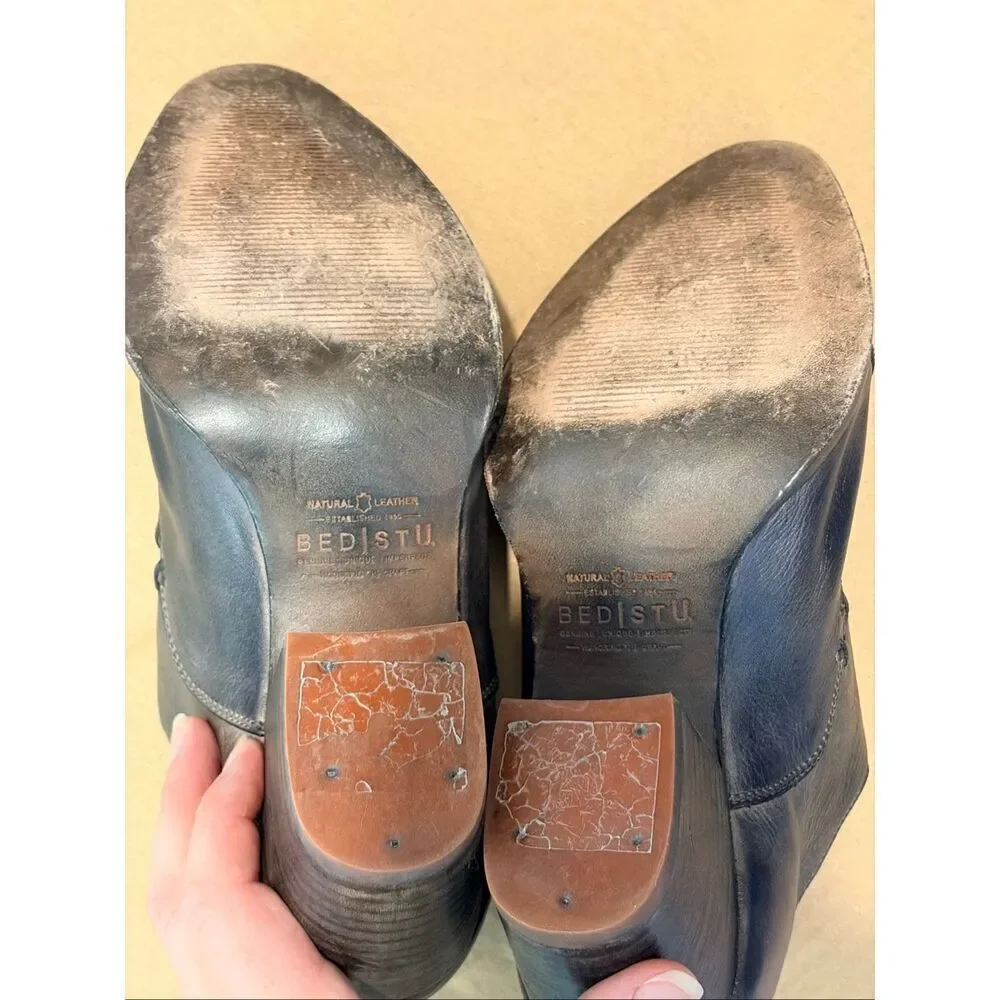 BED | STÜ • Dark Brown Helen Leather 3” Heeled Low Ankle Booties • Ladies Size 1